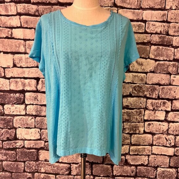 Chico's Tops - Chico's Short Sleeve Blue Blouse Size XXL